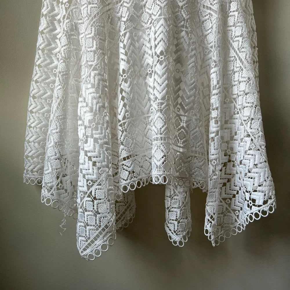 SHOSHANNA Anthropologie Laguna Lace Handkerchief Dress Asymmetrical Drop Waist 2